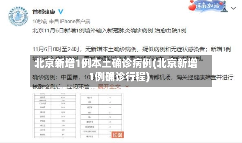 北京新增1例本土确诊病例(北京新增1例确诊行程)