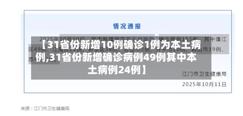 【31省份新增10例确诊1例为本土病例,31省份新增确诊病例49例其中本土病例24例】