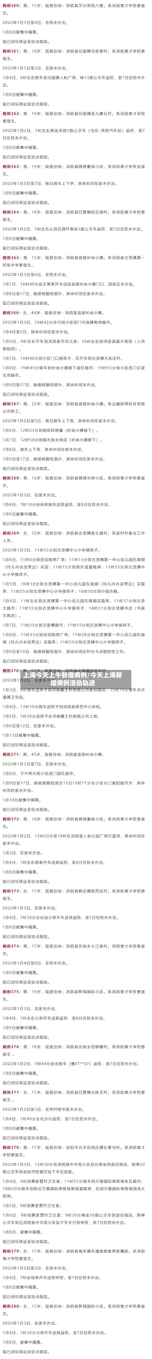 上海今天上午新增病例/今天上海新增病例活动轨迹
