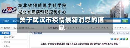 关于武汉市疫情最新消息的信息