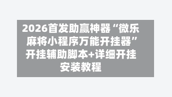 2026首发助赢神器“微乐麻将小程序万能开挂器”开挂辅助脚本+详细开挂安装教程-第2张图片