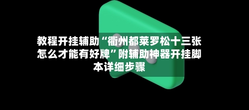 教程开挂辅助“衢州都莱罗松十三张怎么才能有好牌”附辅助神器开挂脚本详细步骤-第3张图片
