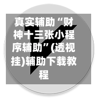 真实辅助“财神十三张小程序辅助	”(透视挂)辅助下载教程-第2张图片