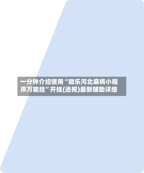 一分钟介绍使用“微乐河北麻将小程序万能挂	”开挂(透视)最新辅助详细-第2张图片