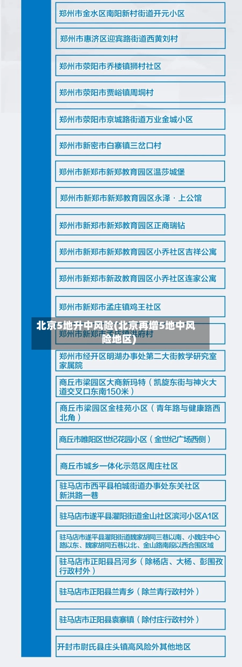 北京5地升中风险(北京再增5地中风险地区)