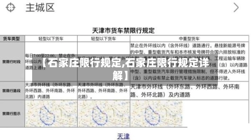 【石家庄限行规定,石家庄限行规定详解】