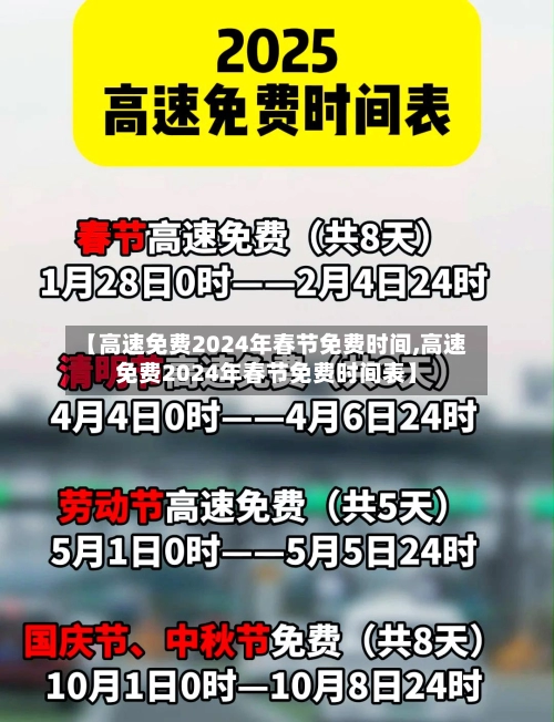 【高速免费2024年春节免费时间,高速免费2024年春节免费时间表】